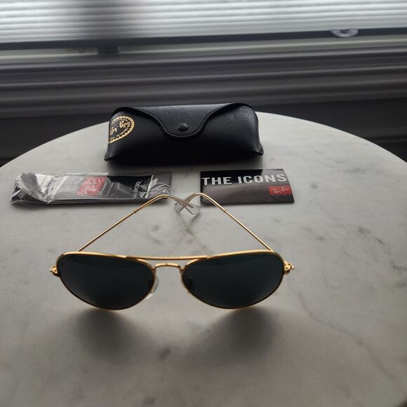 Rayban RB3025 aviator large metal L0205 58-14 135 3n Arista Gold/Green lens - Picture 8 of 11